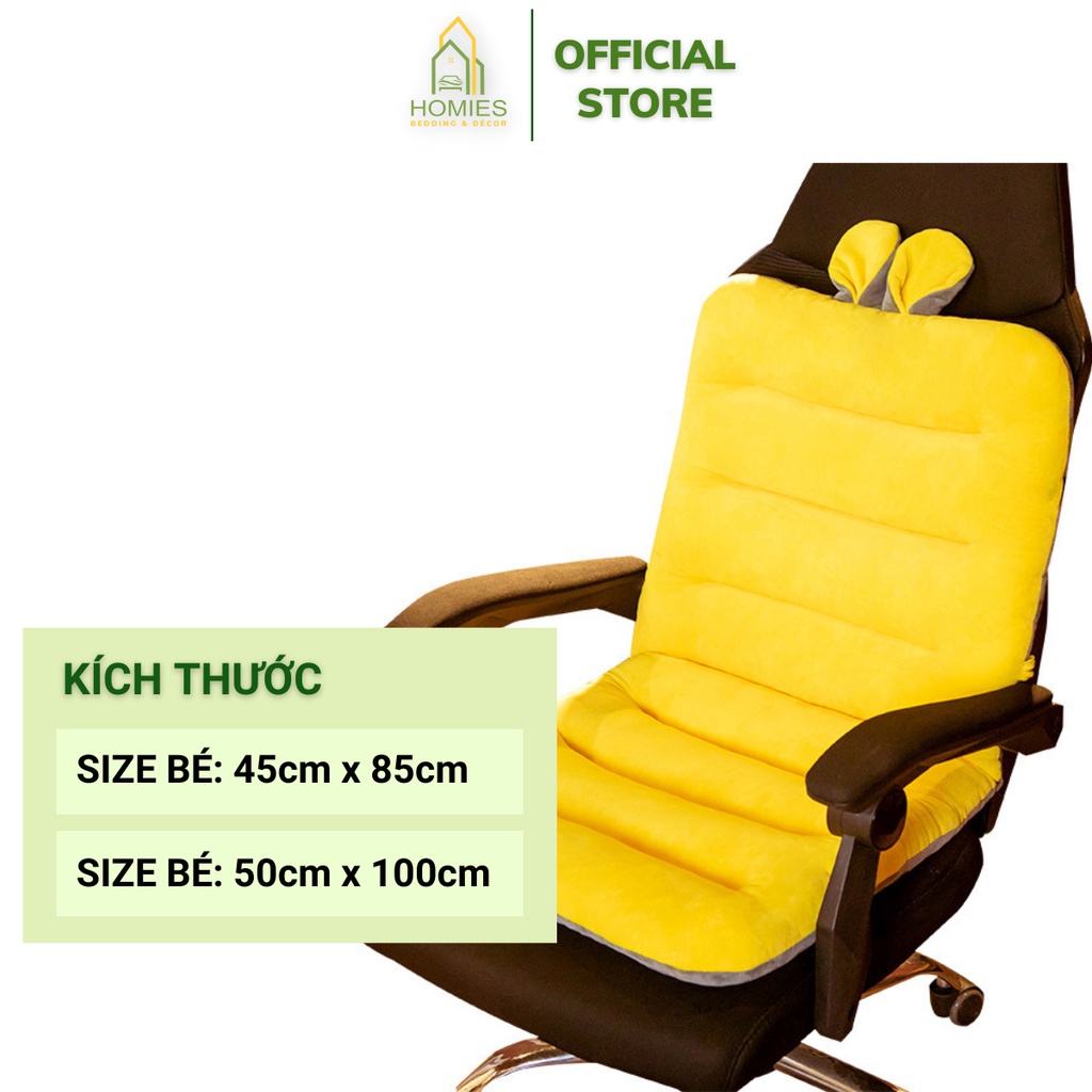 Đệm Lót Ghế Tai Thỏ HOMIES Tựa Lưng Ghế Văn Phòng Chống Trượt Tiện Dụng Vải Nhung Mềm Mại Êm Ái