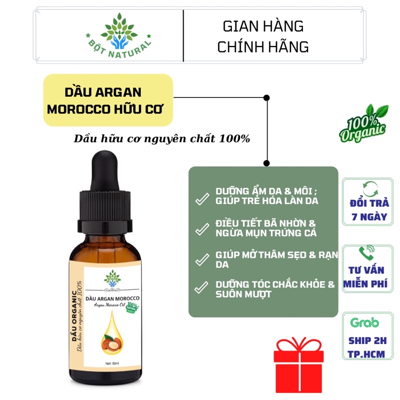 Dầu Argan nguyên chất 100% - Argan Morocco Oil Organic 10ml-50ml | Bột Natural