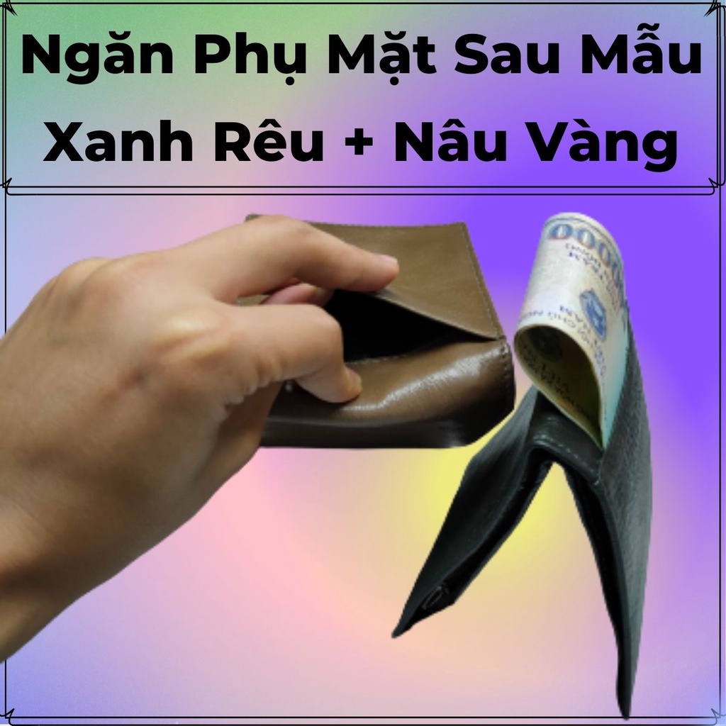 Ví da bò nam cao cấp dáng ngang - Không bong nổ, chất da mềm mại, 10 ngăn để thẻ - card kèm 3 ngăn chính  - B.Hành 3 năm