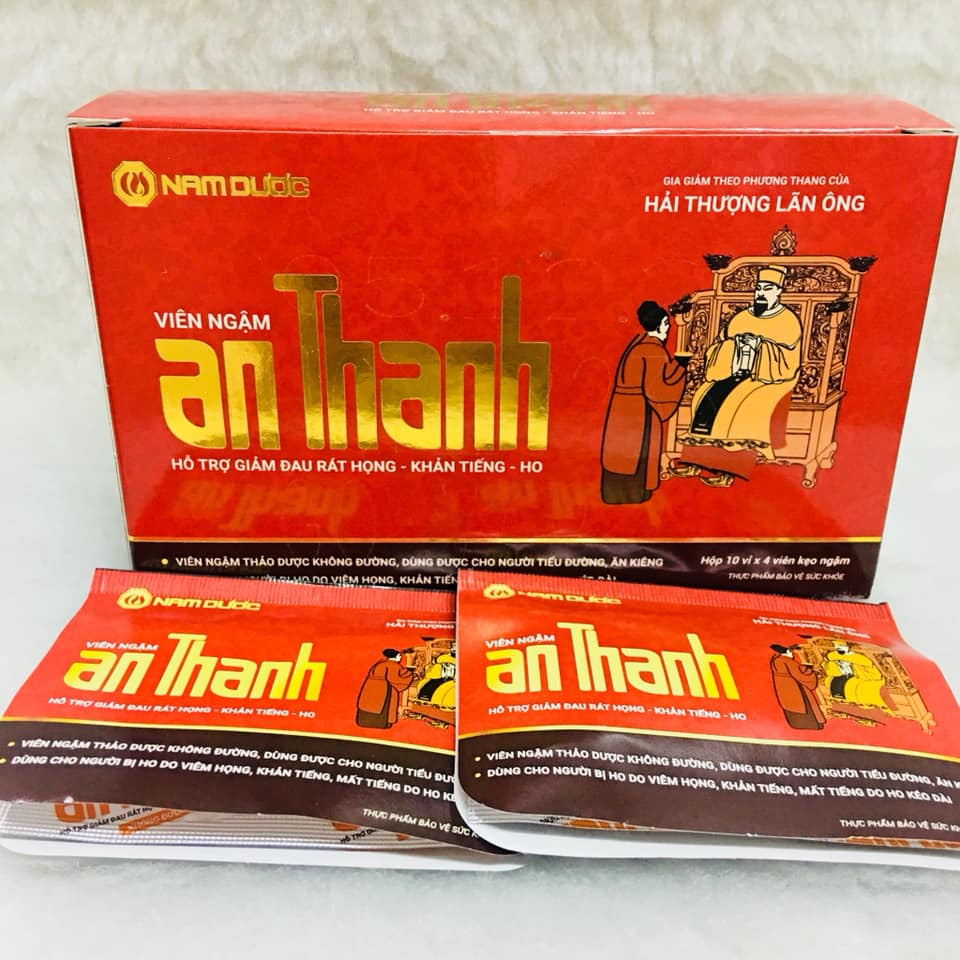 VIÊN NGẬM AN THANH - HỖ TRỢ GIẢM ĐAU RÁT HỌNG,HO,KHÀN TIẾNG