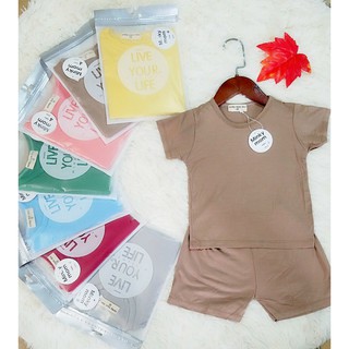 Bộ Tay Cộc Trơn Thun Lạnh MINKY MOM Cho Bé