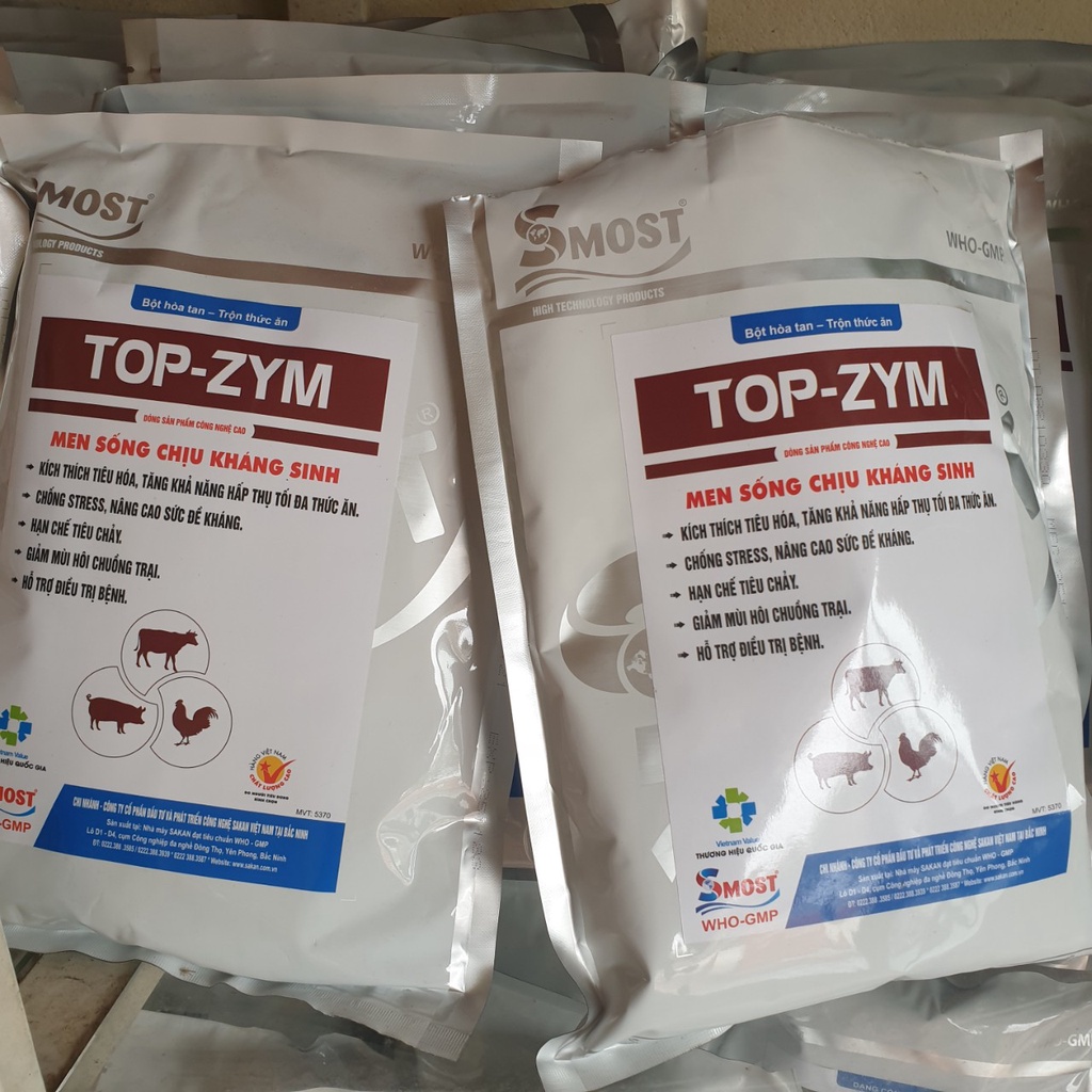 Men sống kích thích tiêu hóa - giảm mùi hôi phân chó mèo - vật nuôi TOP ZYM gói bột hoà tan 100g