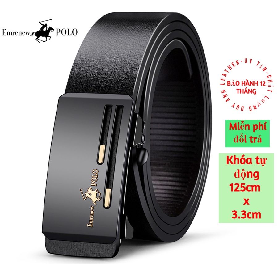 Thắt lưng nam da cao cấp, Dây nịt phong cách hàn quốc khóa tự động EMRENEW POLO.