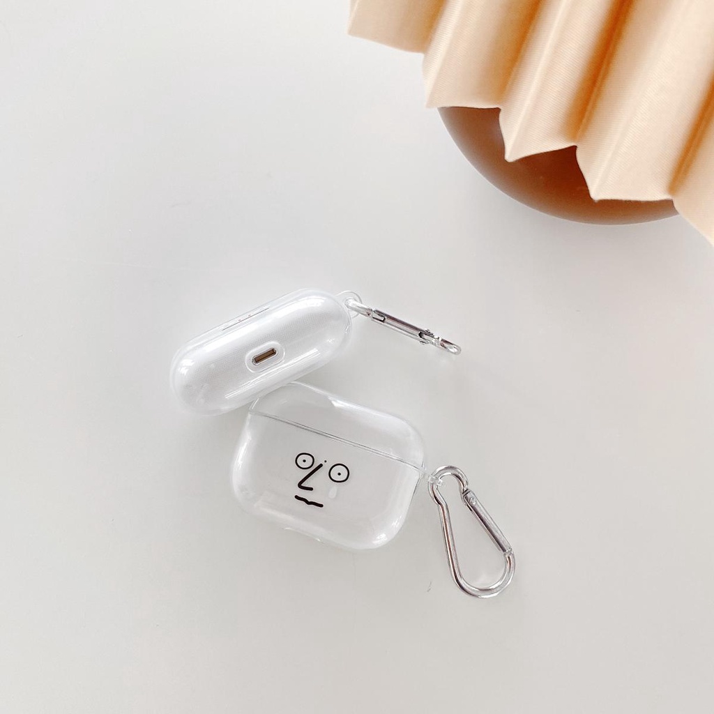 Vỏ tpu bảo vệ hộp sạc tai nghe không dây thiết kế hình khuôn mặt dễ thương thích hợp cho Airpods 1/2/pro