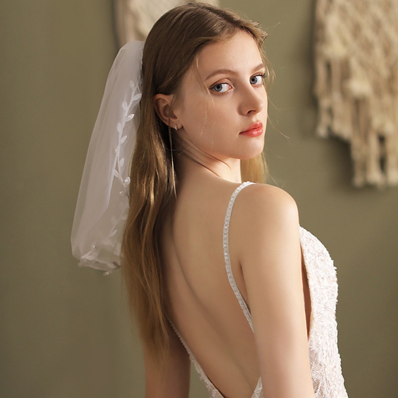 Mạng Che Mặt 2 Tầng Kèm Lược Cho Cô Dâu 14-6 Tuổi