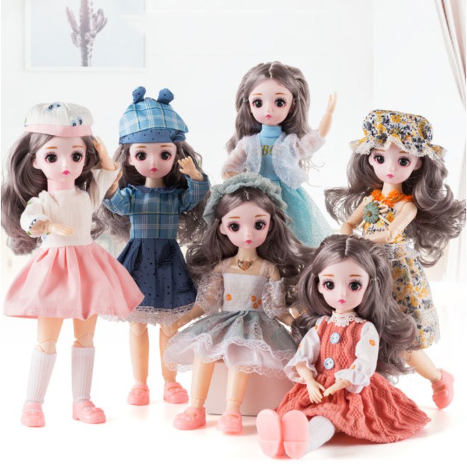 Búp Bê 30cm 22 Khớp Mắt 3D bjd 1/6 Trần Tặng Váy + Giày