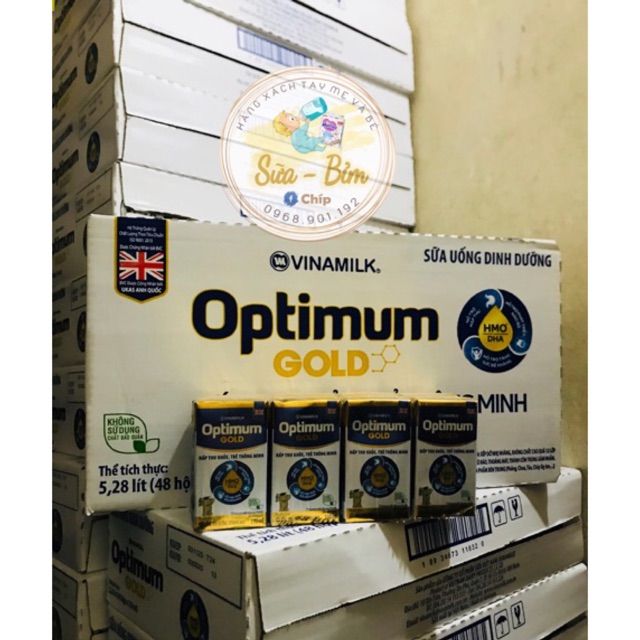 Thùng 48 hộp Sữa bột pha sẵn Vinamilk Optimum gold 110ml date 20/10/2020