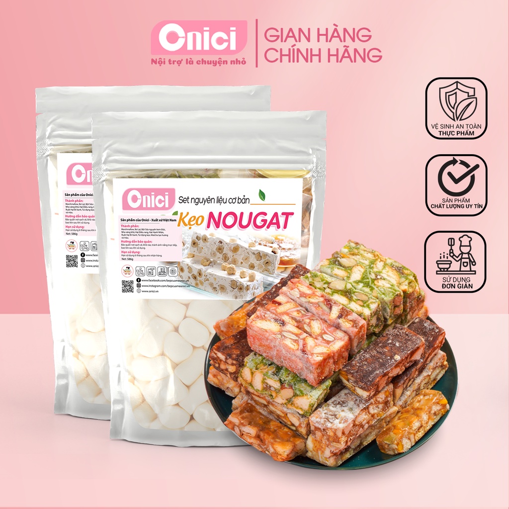 SET NGUYÊN LIỆU LÀM KẸO NOUGAT CƠ BẢN BẾP CỦA MẸ ONICI