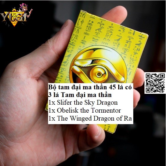 Bộ bài Yugioh 45 lá có tam đại vị thần tem vàng giấy 3 lớp Anime vui trò chơi 1802-1