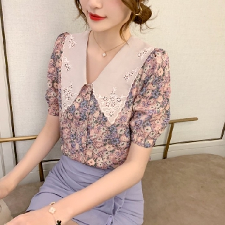 Áo sơ mi hoa cúc nhí tím NA85