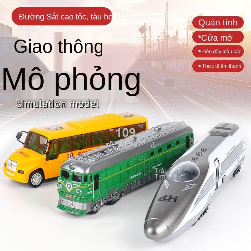 IMô phỏng xe lửa màu xanh lá cây ô tô đồ chơi trẻ em Harmony đường sắt cao tốc hình buýt trường học quán tính 1-3 bé