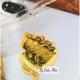 Miếng dán mạ vàng mèo thần tài may mắn