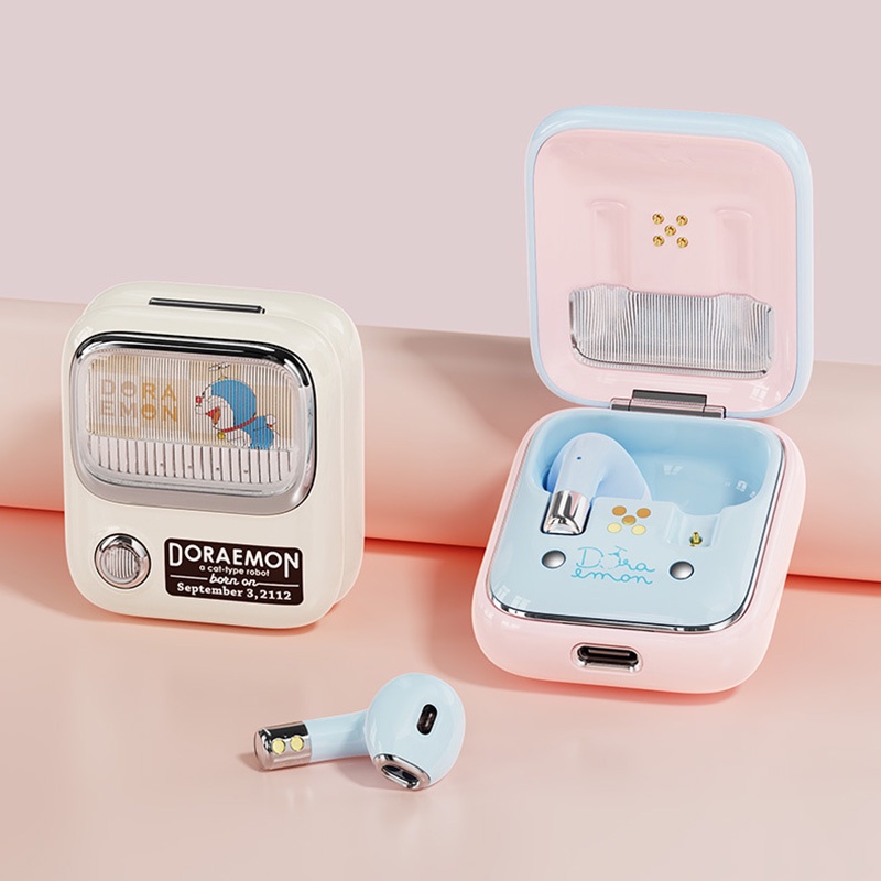 Tai nghe bluetooth ROCK Doraemon in-ear không dây âm thanh nổi hai tai thể thao Tai nghe bluetooth TWS retro