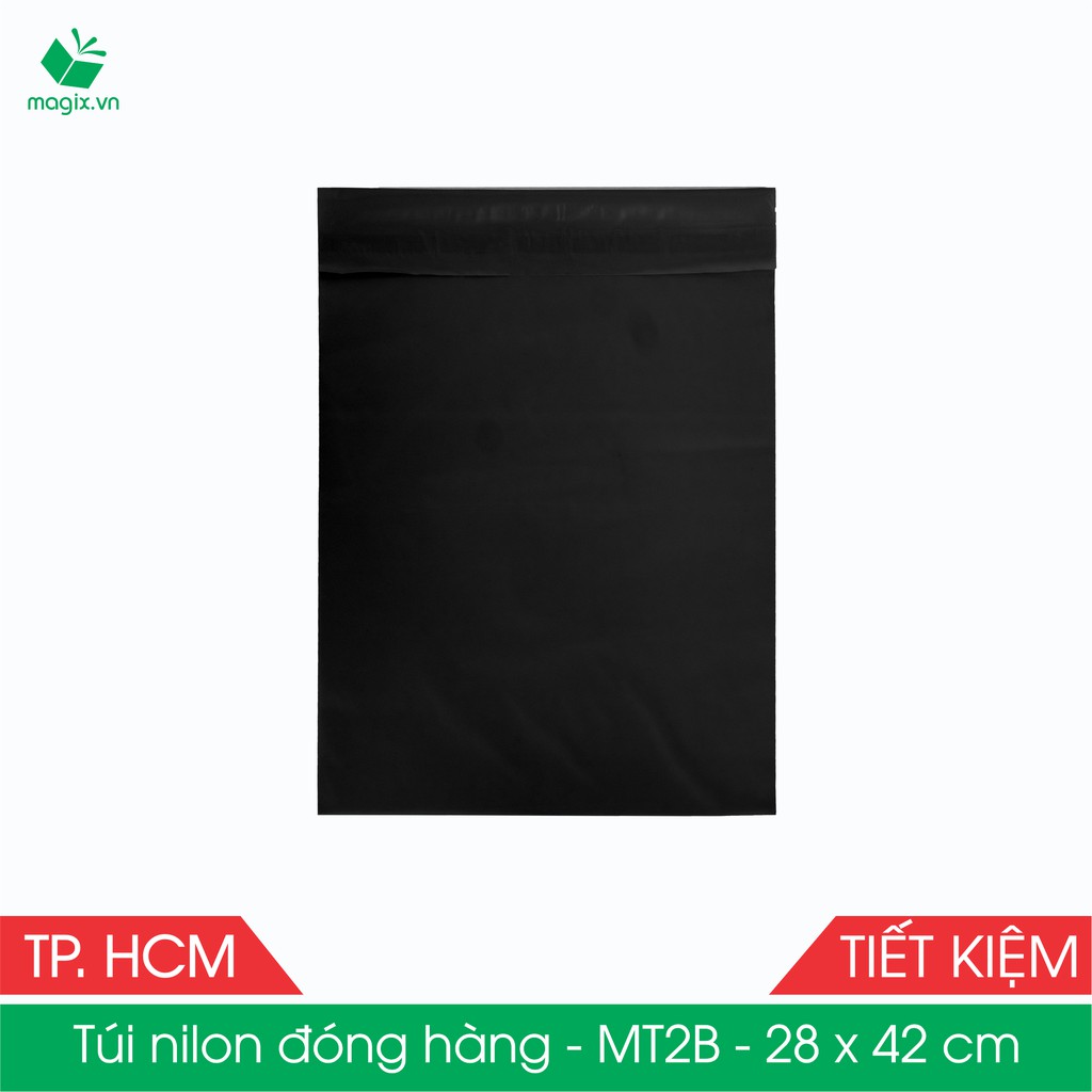 MT2B - 28x42 cm - Túi nilon TIẾT KIỆM gói hàng - 100 túi niêm phong đóng hàng màu ĐEN