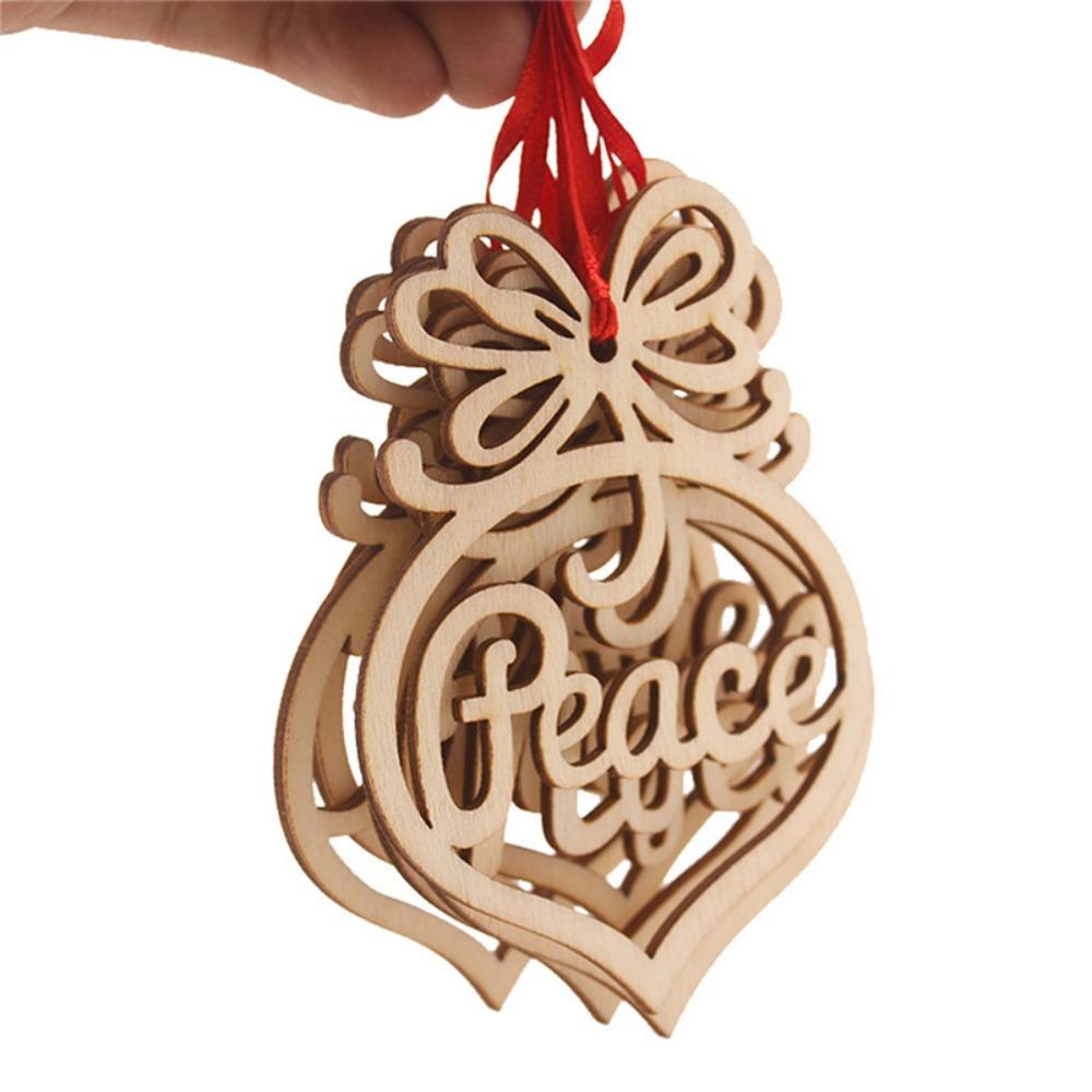 Bộ 6 Phụ Kiện Trang Trí Giáng Sinh Bằng Gỗ Hình Chữ Love Hope Peace Joy Faith