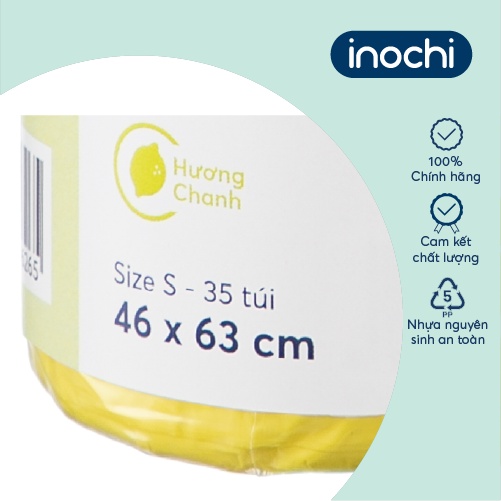 Túi rác tiện dụng Inochi - Soji 10L x 35 túi (Size S) Hương Chanh có quai cầm