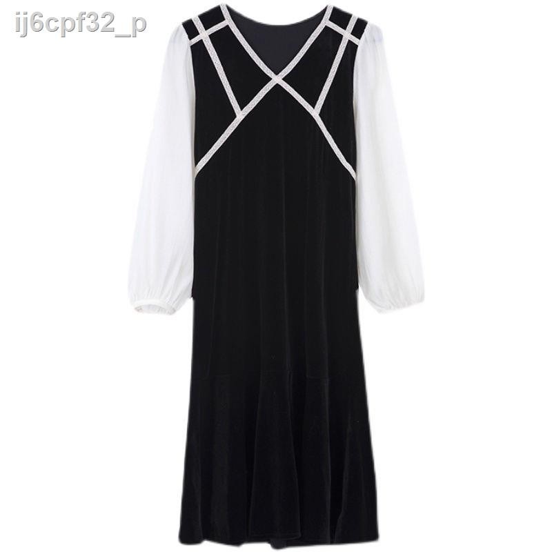 Gold velvet dress for pregnant women, spring fashion, trendy mom, western style, long-sleeved splicing little black dres