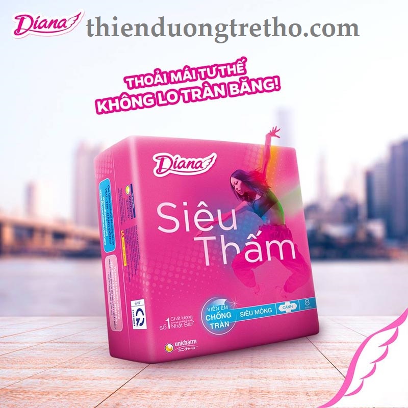 [Chính hãng] Băng Vệ Sinh Diana Siêu Mỏng Cánh (8 miếng)- BVS Hằng Ngày Diana