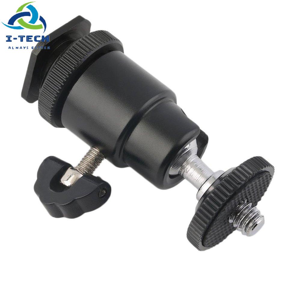 Mini Ball Head 1/4" Dual Nuts Flash Bracket Mount Screw For Camera Tripod