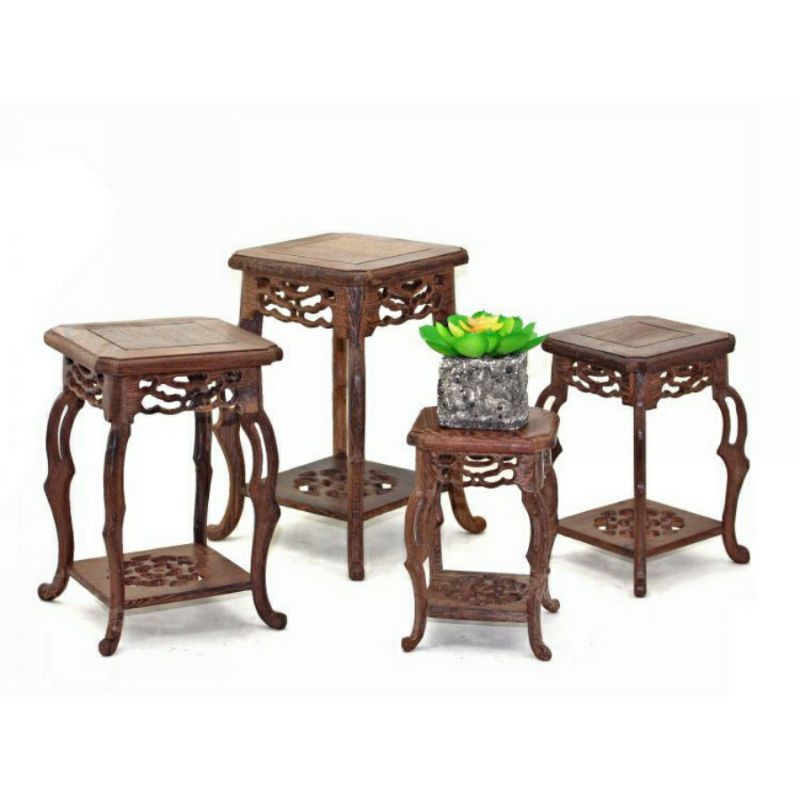 Bộ 4 ĐÔN GỖ , ĐẾ GỖ MINI KIỂU CỔ TRANG ĐỂ ĐẶT TƯỢNG , CHẬU BONSAI