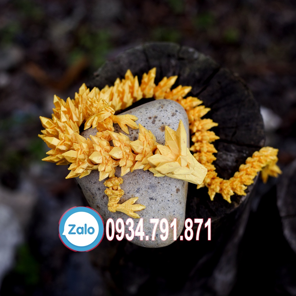 Mô Hình Rồng Crystal_rồng băng VÀNG GOLD cử động khớp linh động bằng công nghệ in 3D trang trí nhà cửa, phong thủy