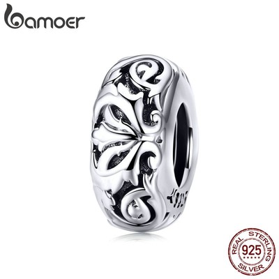 Phụ Kiện Hạt Xỏ Bamoer SCC1139 Bạc 925 Họa Tiết Bông Hoa Phong Cách Châu Âu Cho Vòng Đeo Tay
