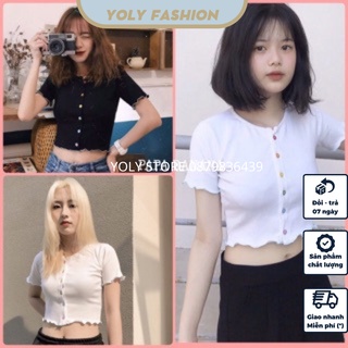 Áo Croptop Ulzzang trơn body cúc màu