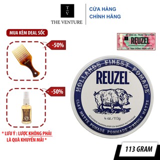 Sáp Vuốt Tóc Reuzel Matte Clay Pomade - Minty Scent Chính Hãng - Pomade Heo Trắng Xanh