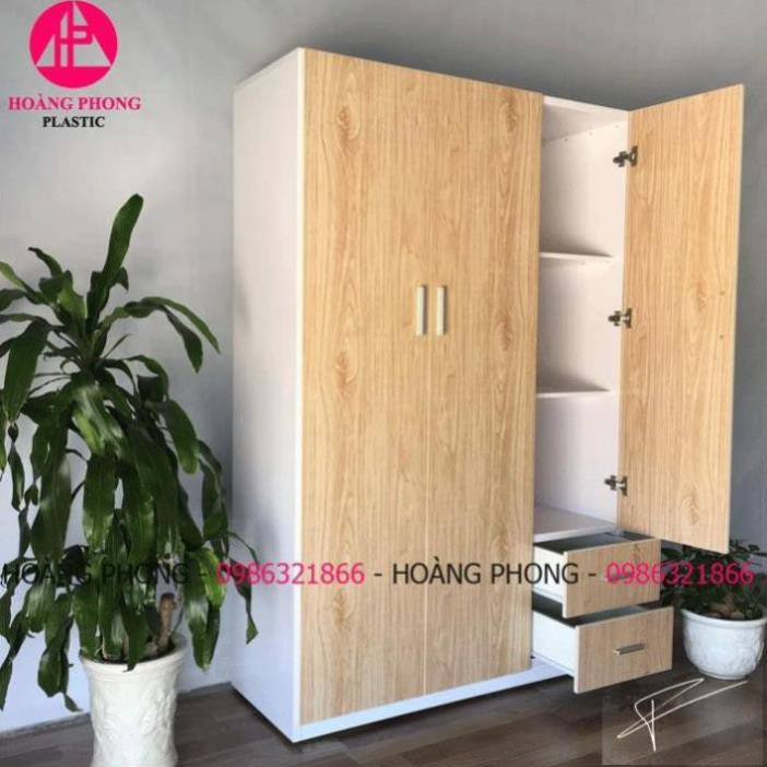 ( HÀNG CAO CẤP ) Tủ quần áo 3 cánh nhựa đài loan vân gỗ ngang 1m22 cao 1m85 miễn phí giao hàng | BigBuy360 - bigbuy360.vn