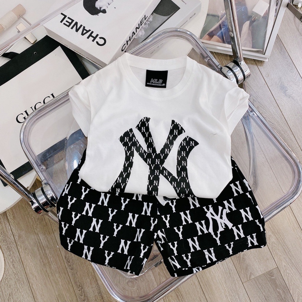 Bộ đồ quần áo cho bé trai cộc tay NY-Cún mặc mùa hè dáng lửng chất liệu cotton size trẻ em
