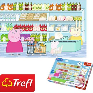 Tranh ghép hình TREFL 75117 - Sticker 35 mảnh Peppa Pig đi chợ (kèm bảng dán Sticker)