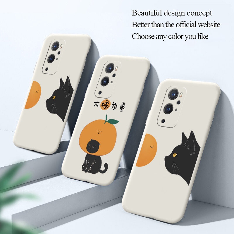 NOHON phone Casing Soft Case For SAMSNUG NOTE 20 ULTRA 10 LUS LITE 9 8 orange cat Luxury Straight Edge back cover