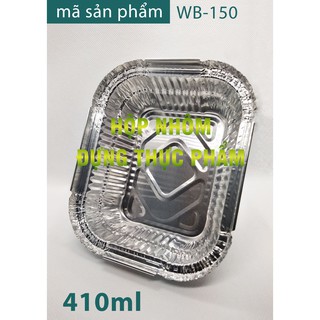 SET 1 DÂY (125 HỘP) HỘP NHÔM (Khay Giấy Bạc có nắp) CAO CẤP ĐỰNG THỰC PHẨM DÙNG 1 LẦN 1 NGĂN 410ML