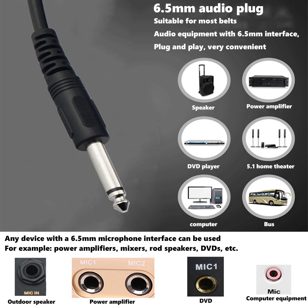 Micro hát karaoke cầm tay một chiều có dây cổng 6.5mm âm thanh sống động kèm dây cáp xlr