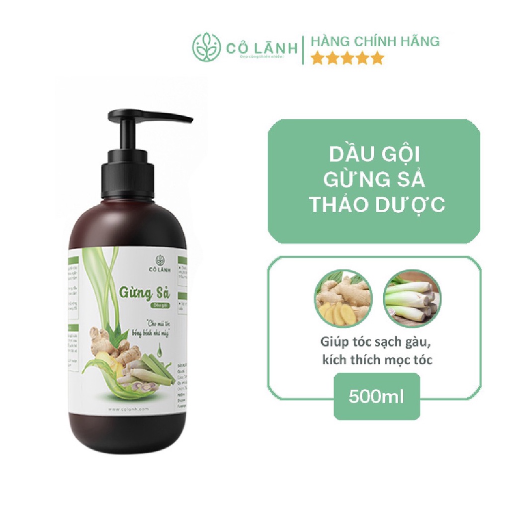 Dầu gội gừng sả thảo dược Cỏ Lành 100ml - Dùng cho tóc dầu, tóc nhiều gàu và giảm rụng tóc, giúp mọc tóc