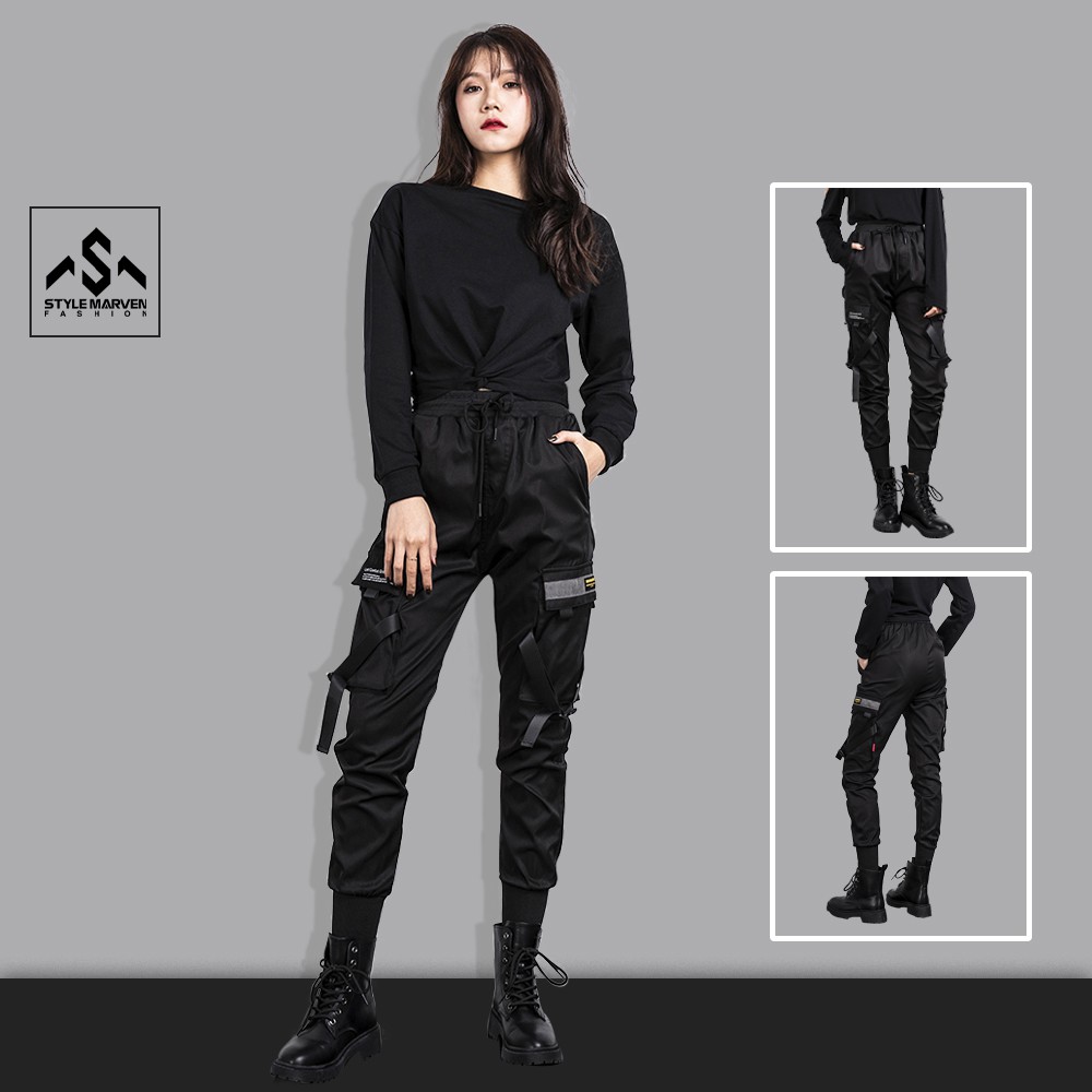 Quần jogger kaki nữ túi hộp STYLE MARVEN thiết kế dây quần hiphop phối túi năng động, cá tính - QUAN SM025V3