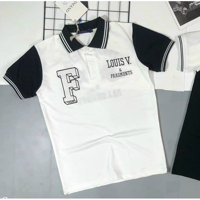 Áo thun polo nam tay ngắn cổ bẻ in họa tiết LOUIS chất vải cotton dày co dãn thấm hút mồ hôi