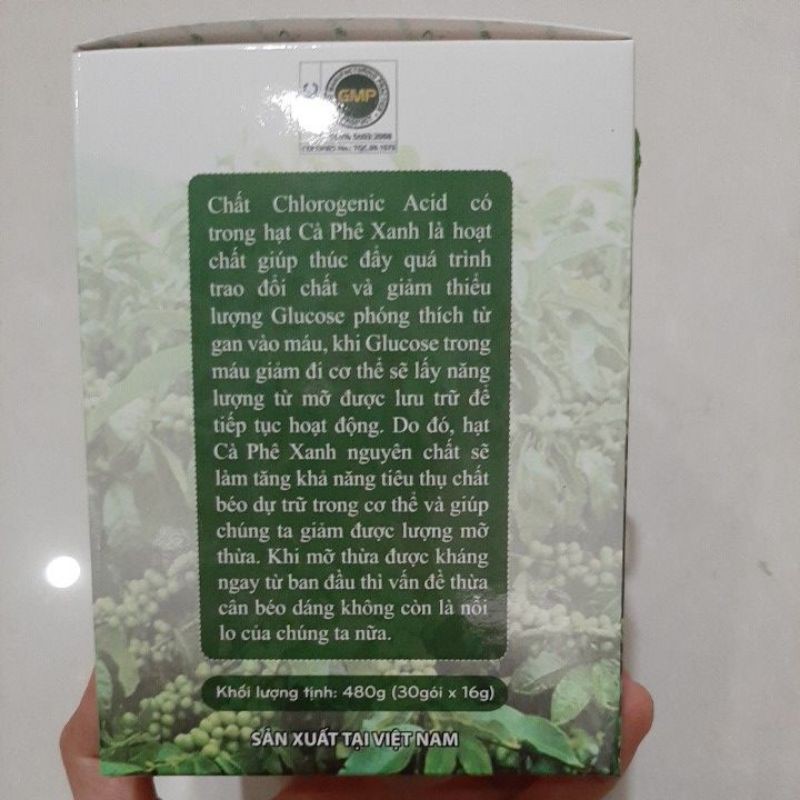 combo 30 gói (1 hộp) cà phê xanh chính hãng Cty Thiên Nhiên Việt