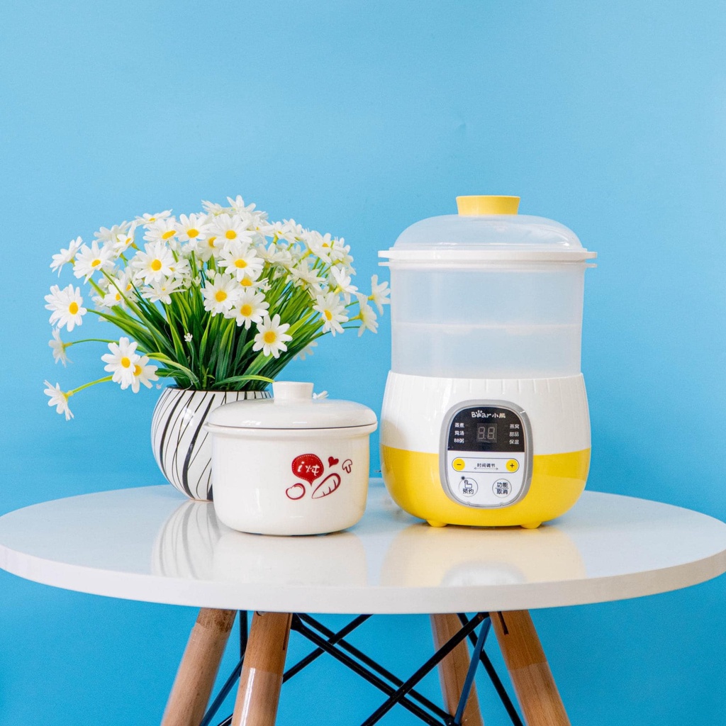 (Bản Quốc Tế) Nồi nấu chậm Bear 0,8L Model SUBE001 - Có Lồng Hấp- Chính Hãng - BH 18 Tháng
