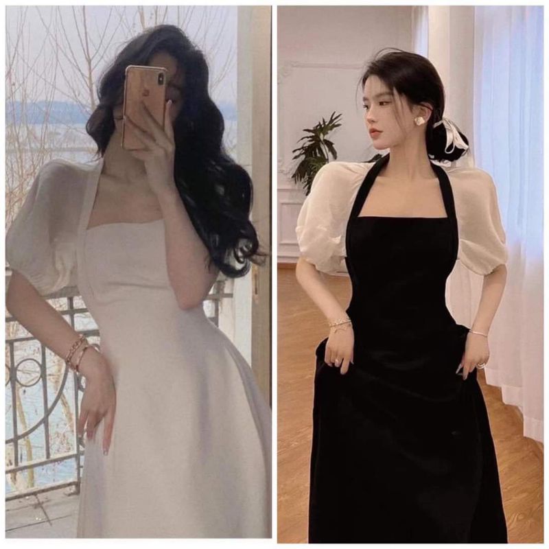 Đầm midi phối tay voan RICO DRESS