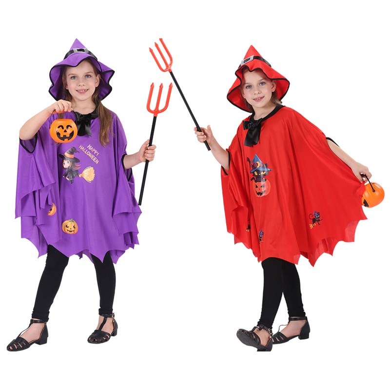 Áo Choàng Phù Thủy Hóa Trang Halloween Kèm Mũ Đầu Nhọn