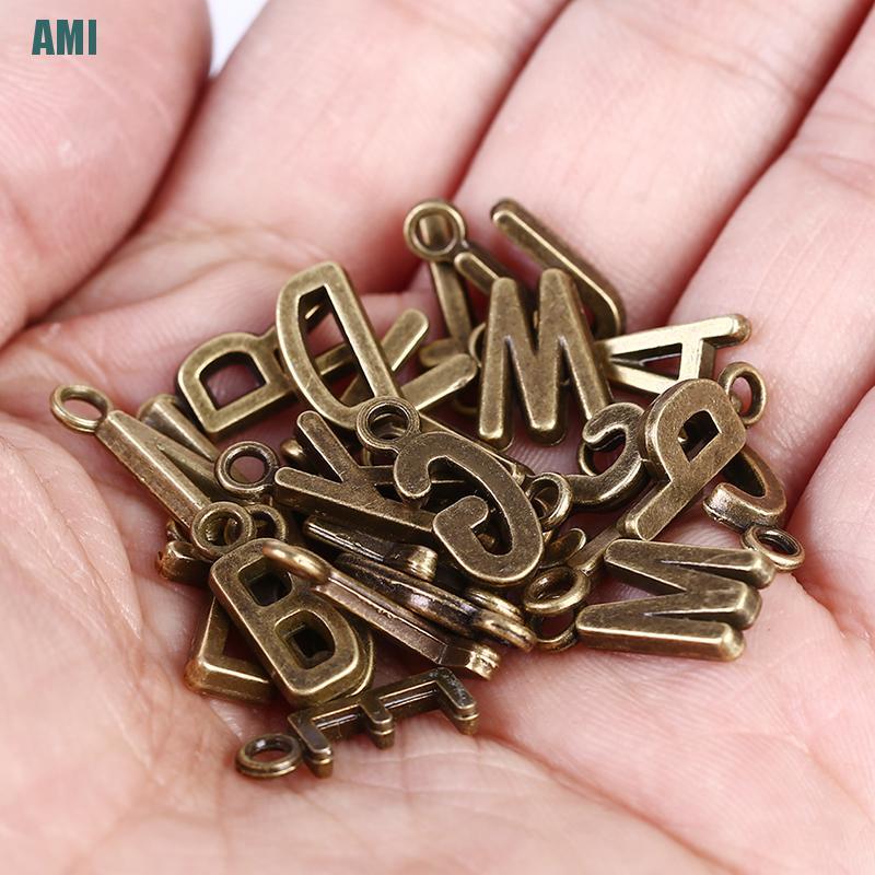 Bộ 26 mặt dây chuyền hình chữ cái a-z màu bạc / vàng