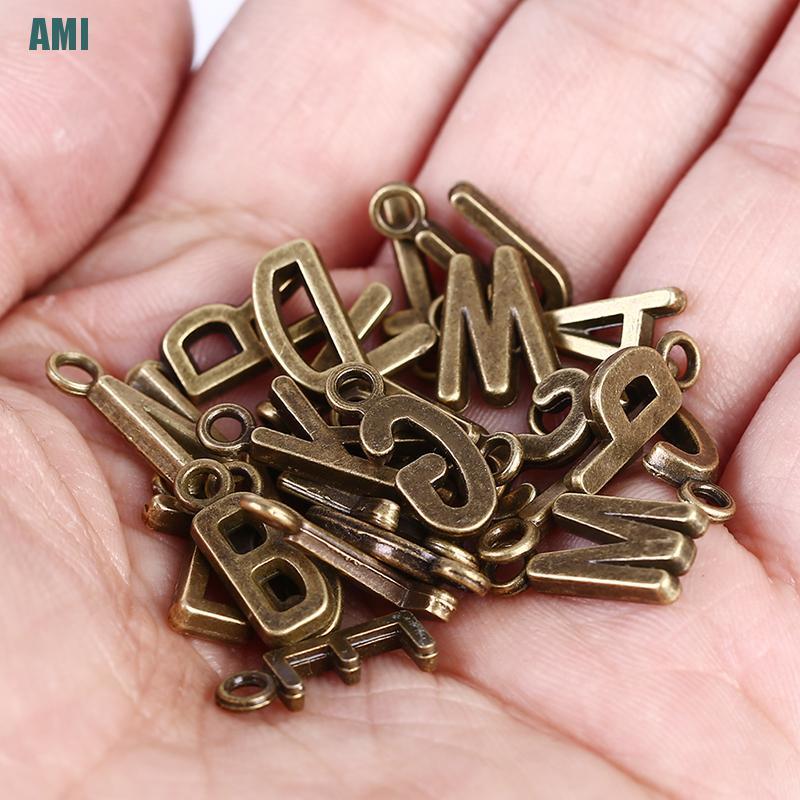 CHARMS Bộ 26 Mặt Dây Chuyền Hình Chữ Cái A-Z Màu Bạc / Vàng