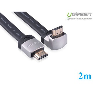Cáp HDMI dẹt Ugreen 2m đầu bẻ góc 90 độ chính hãng Hỗ trợ 3D, 4K x 2K, HD1080P UG-10279