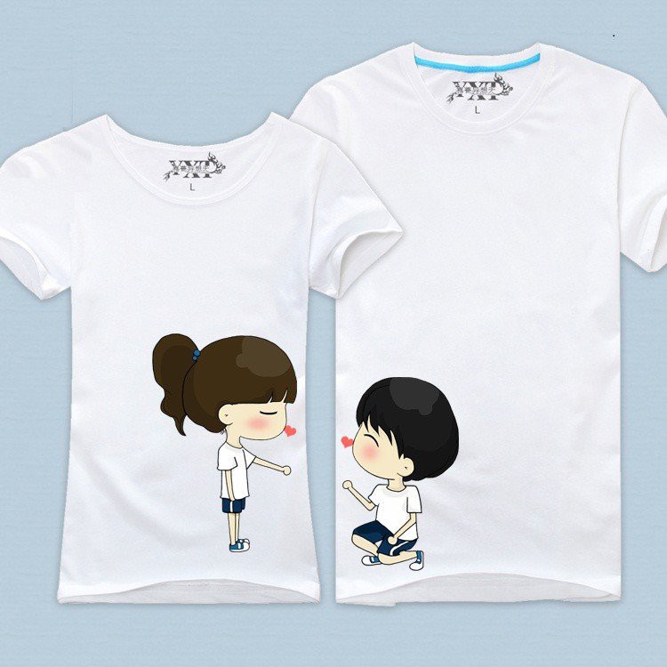 Áo đôi dễ thương thun cotton loại 1 đủ màu đủ size