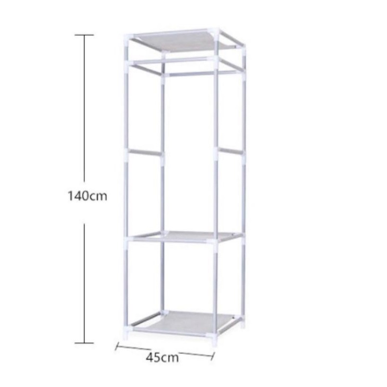 Giá treo quần áo 3 tầng chữ H cao 140cm - kệ Inox 1m4 đựng đồ 2 ngăn lắp ráp tiện dụng