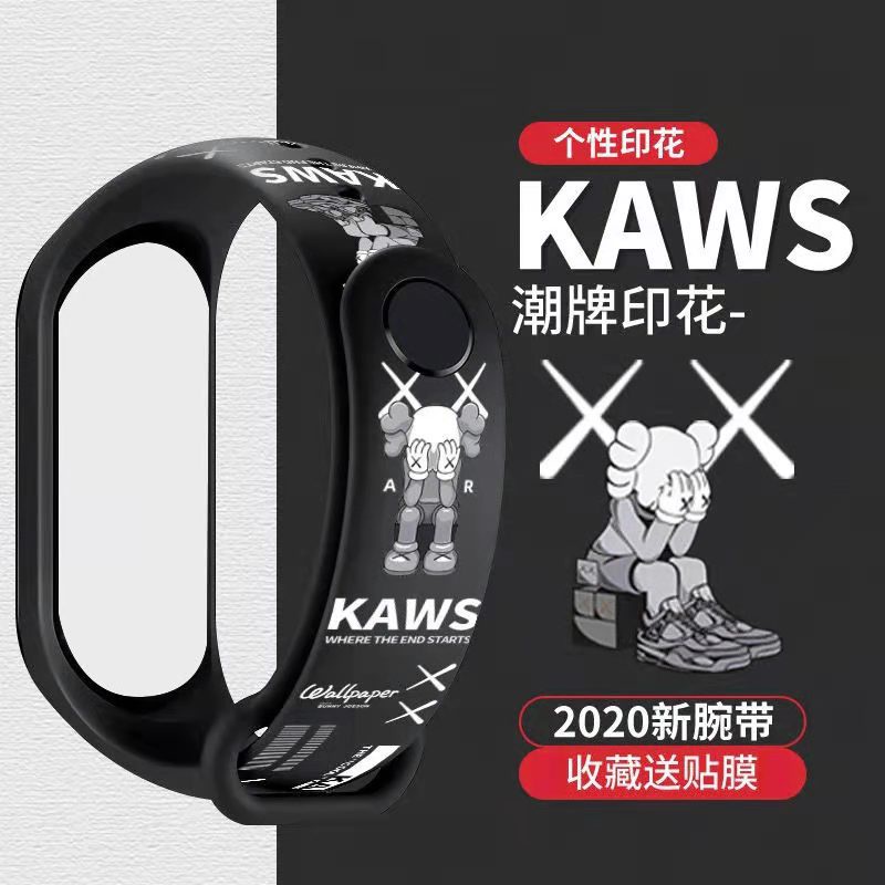 Dây đeo thay thế chất liệu silicon thiết kế nhiều lỗ họa tiết hoạt hình thời trang cho Xiaomi Mi Band 3 4 5 6