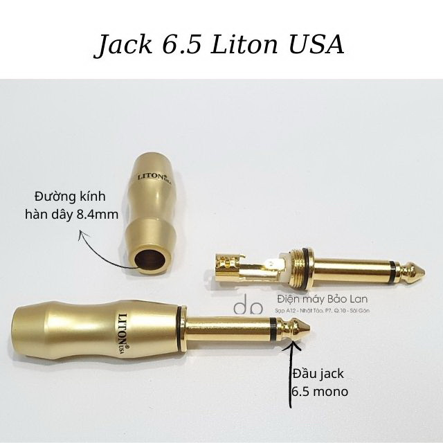 Jack 6.5 Liton, Xi Vàng 24k Cao Cấp, Sử Dụng Cho Âm Thanh Chuyên Nghiệp, BH 6 Tháng