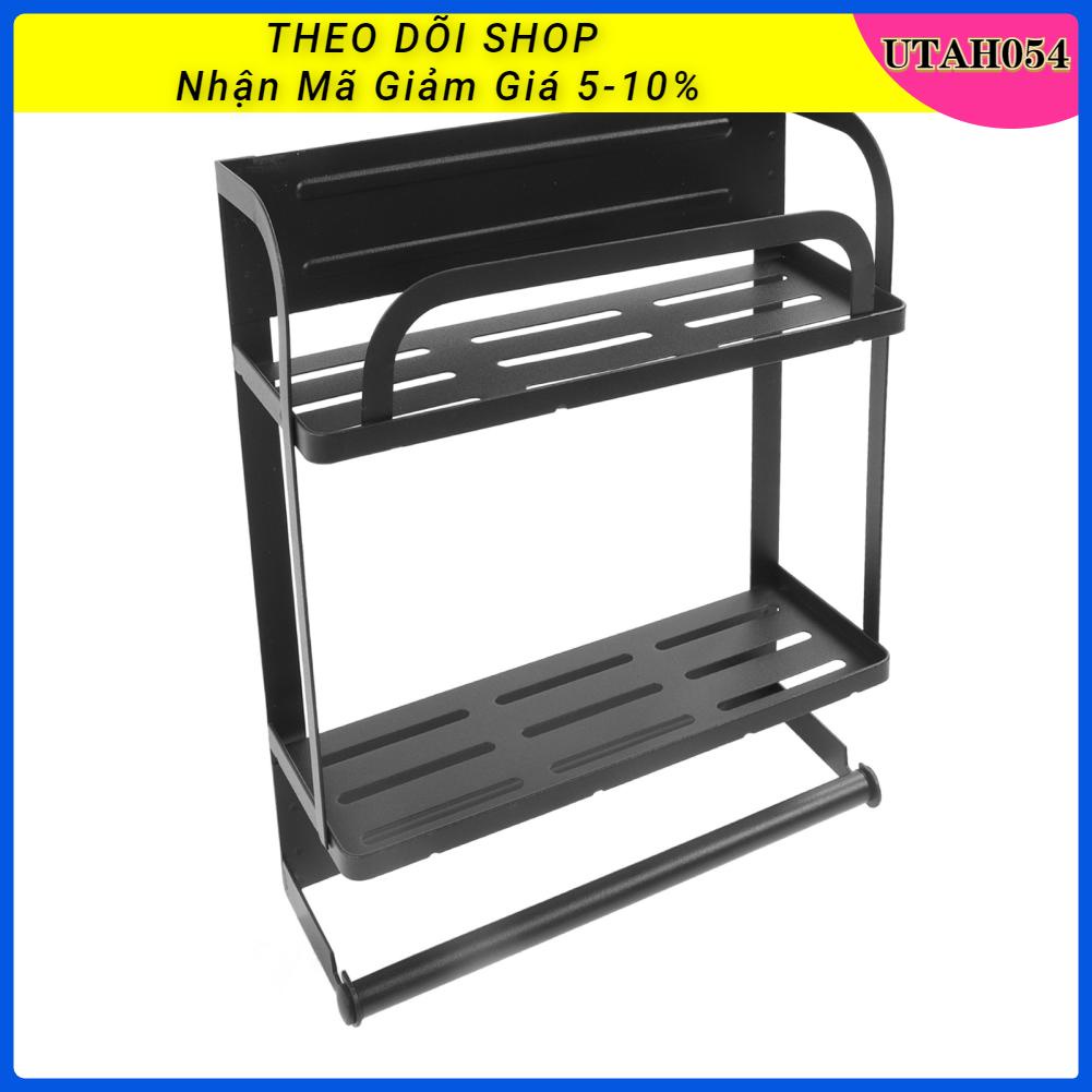 [Hàng Sẵn] Kệ tủ lạnh, Giá kệ treo tủ lạnh đa năng cao cấp , kệ hít tủ lạnh nam châm chắc chắn bằng thép không gỉ màu đen【Utah054】