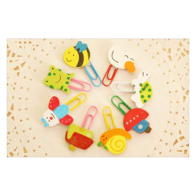 Kẹp gỗ đánh dấu trang sách hình động vật đáng yêu tiện dụng